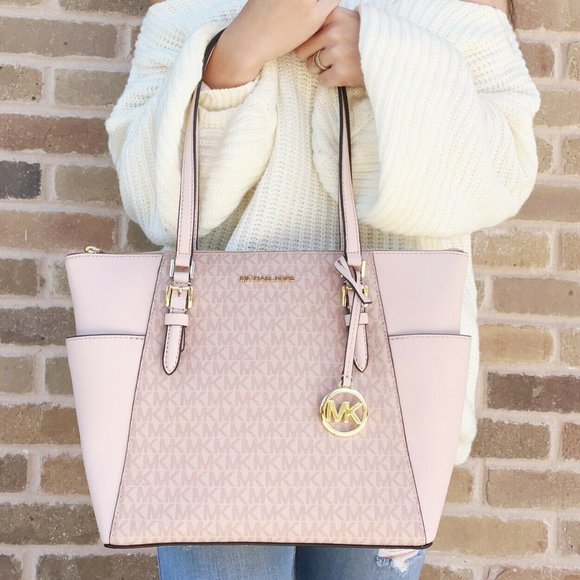 Michael Kors Charlotte Large Top Zip Tote (Light Powder Blush